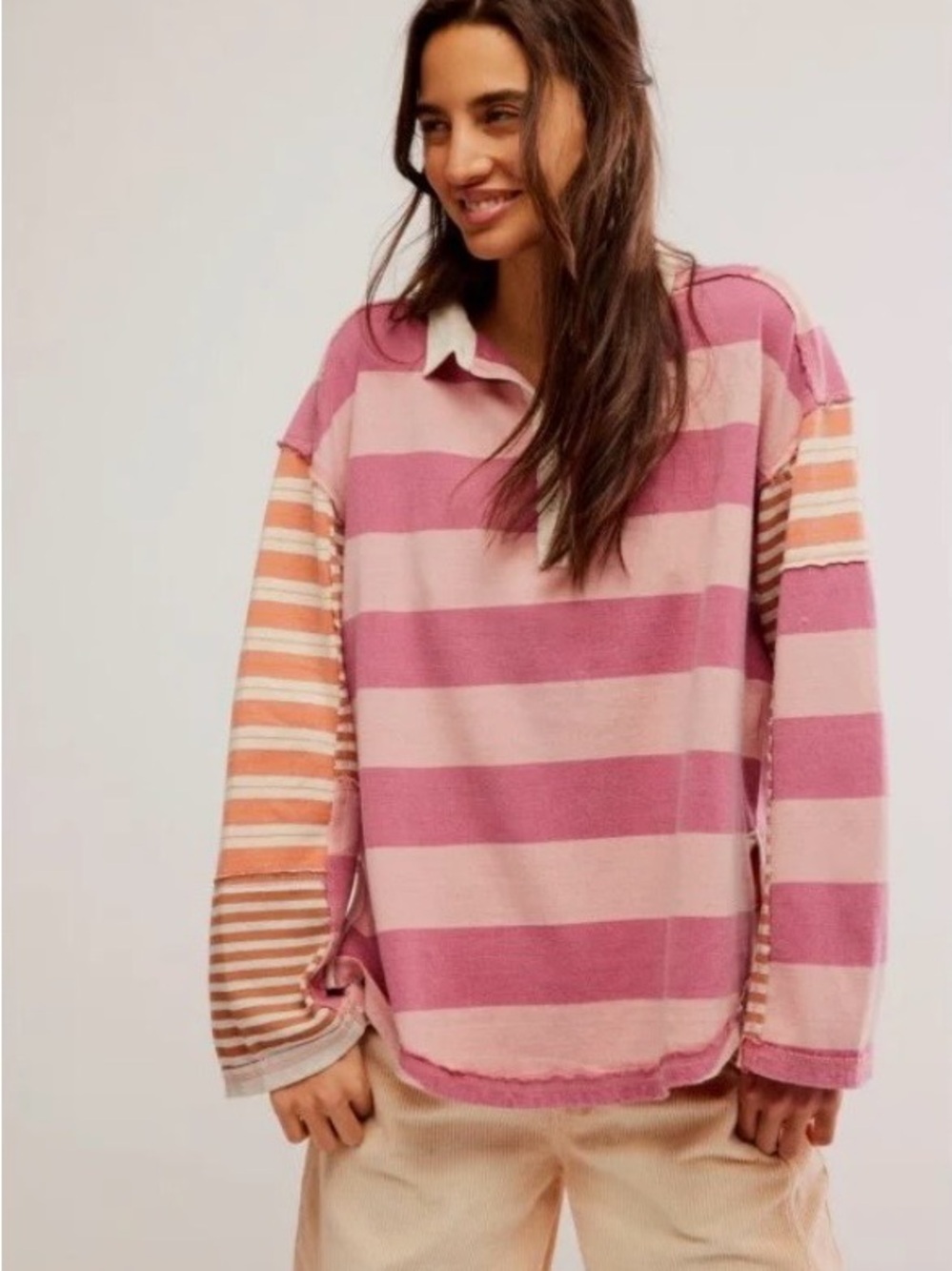 Free People We The Free Aster Stripe Tee Top Sz Large